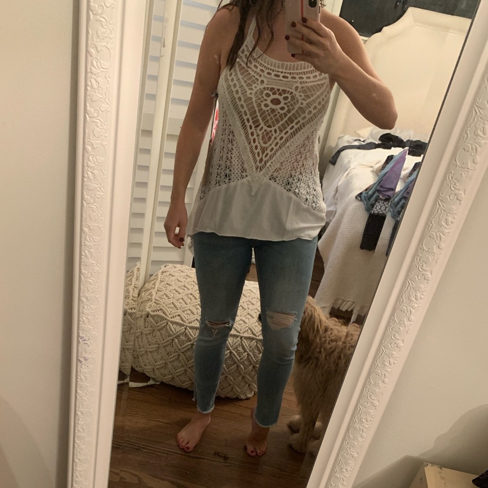 Sloan Rouge White Crochet Tank